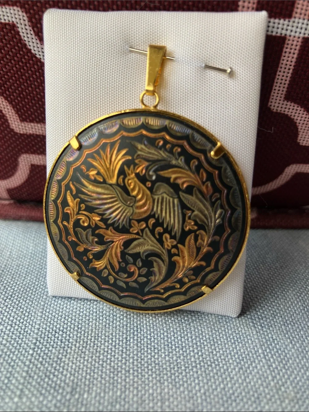 Decorative Black and Gold Bird Pendant